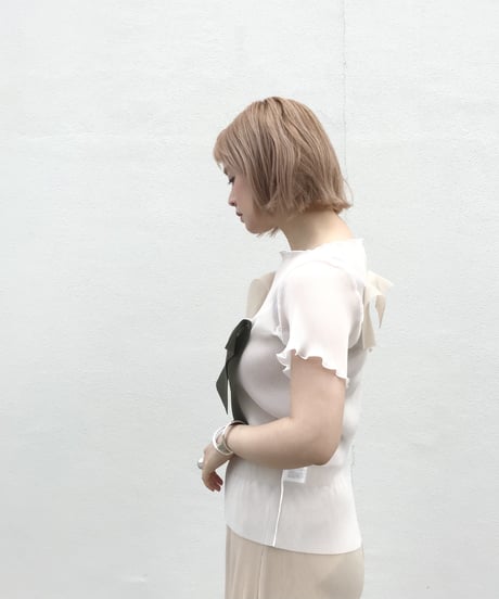 kotohayokozawa todo - short sleeve pleats top -