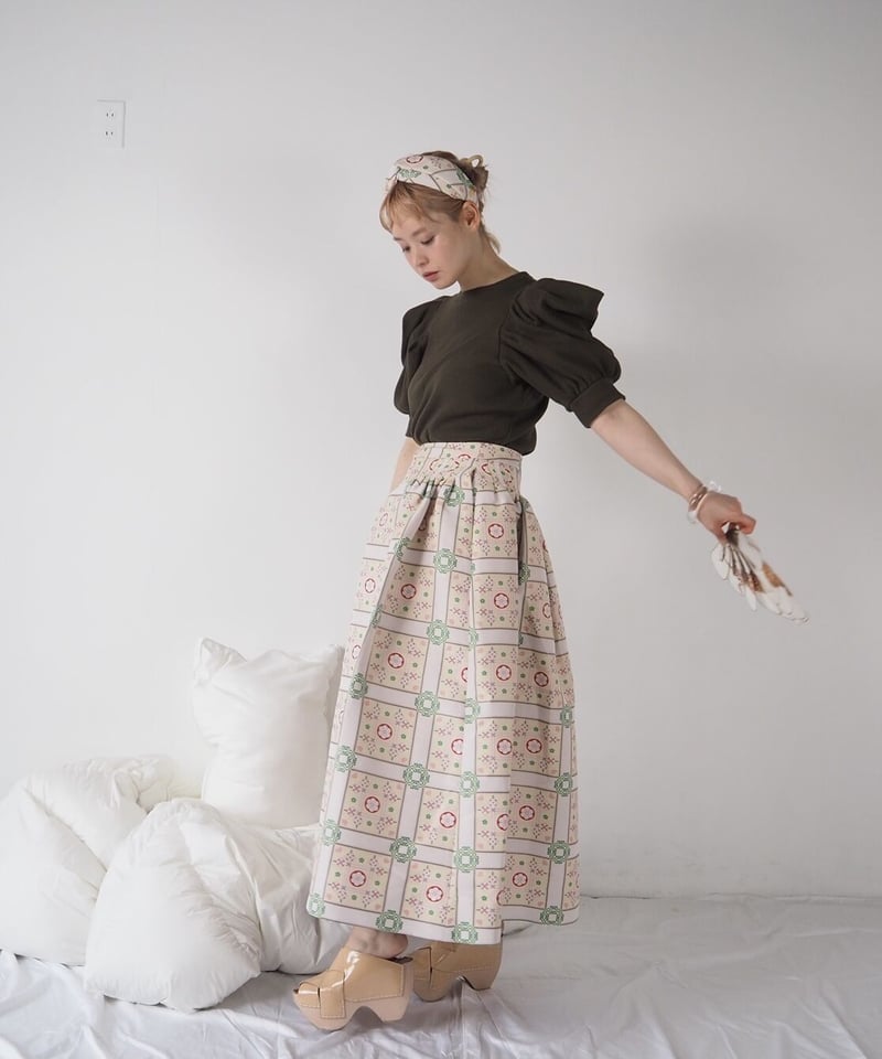 MINJUKIM tuck volume long skirt | melange MINJUKIM tuck volume long skirt | melange