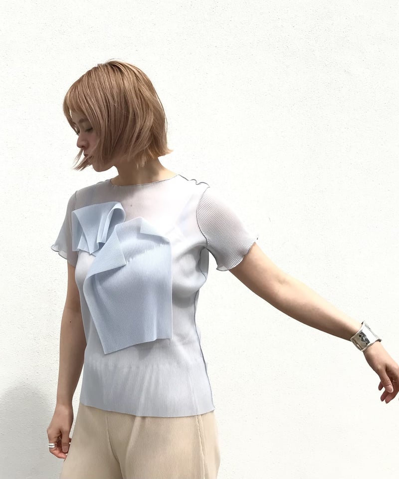 kotohayokozawa todo - short sleeve pleats top -