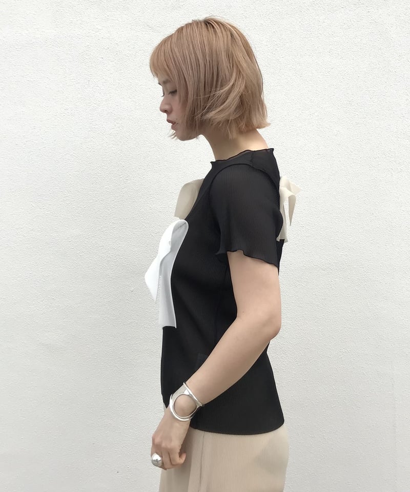 kotohayokozawa todo - short sleeve pleats top -...
