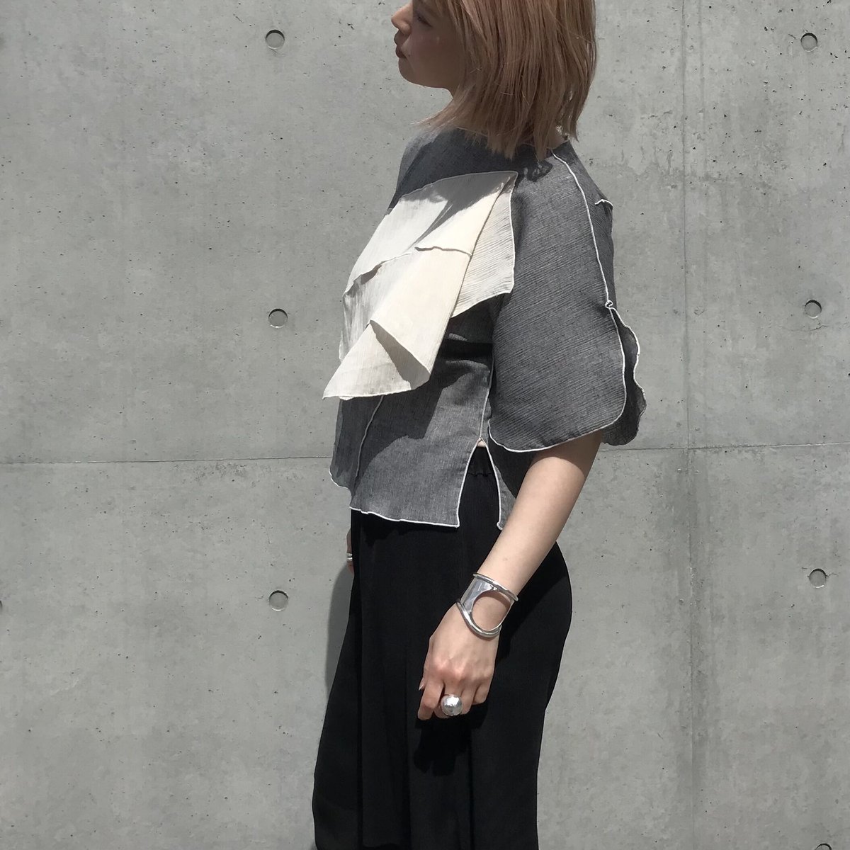 kotohayokozawa todo - crepe top - | melange