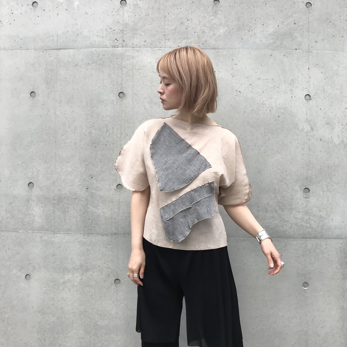 kotohayokozawa todo - crepe top - | melange