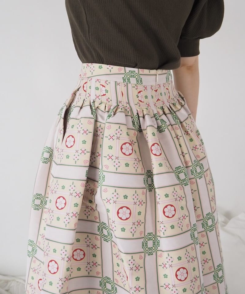 MINJUKIM tuck volume long skirt | melange