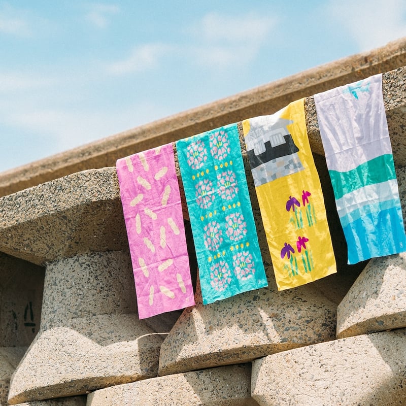 オカシノフルカワオリジナル>ひらいてくっきーデザイン手ぬぐい（お城