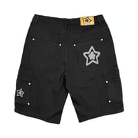 STARTEAM DOUBLE KNEE SEAM JEAN SHORTS BLACK