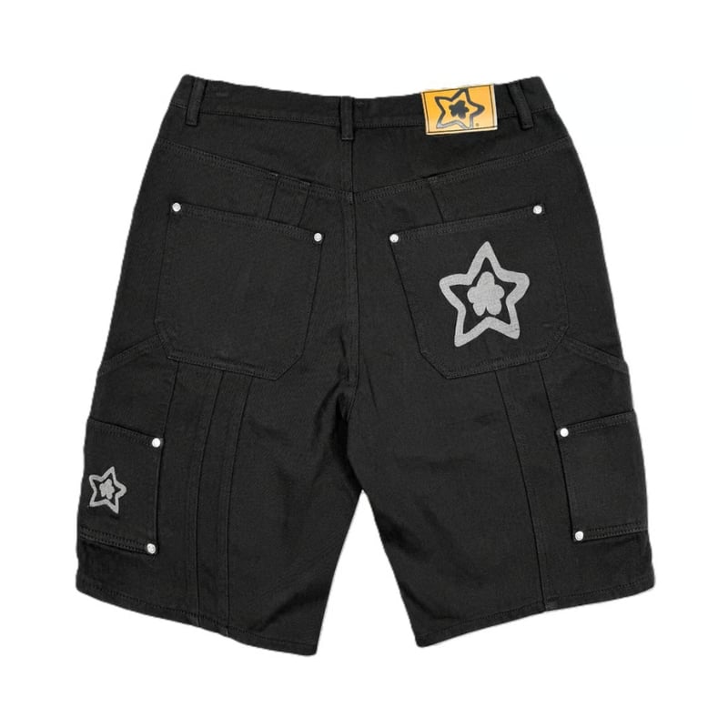 チ*ー様 starteam DOUBLE KNEE 32 STARTEAM DOUBLE KNEE SEAM JEAN SHORTS BLACK | P