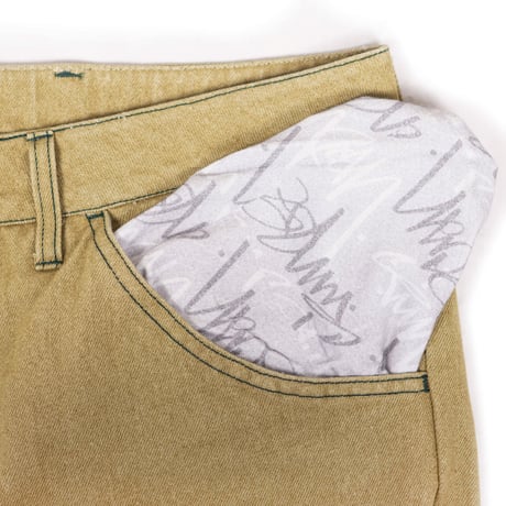 TIMESCAN SCRIPT DENIM JEANS KHAKI