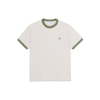 POLAR SKATE CO. RINGER TEE PALE TAUPE/ARMY GREEN