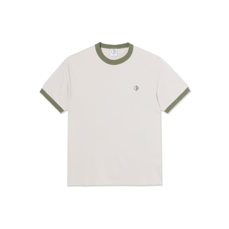 POLAR SKATE CO. RINGER TEE PALE TAUPE/ARMY GREEN