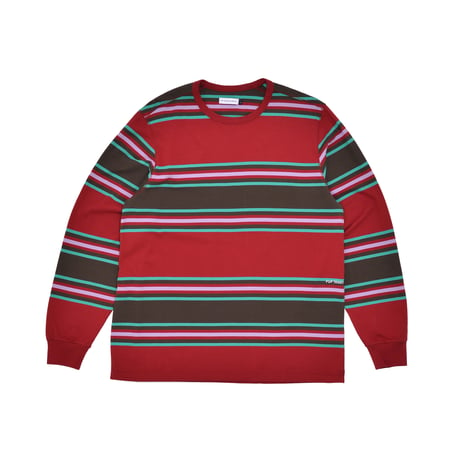 POP TRADING COMPANY STRIPED L/S TEE RIO RED