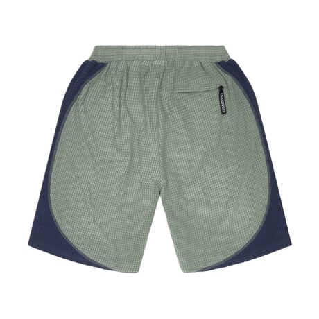 SEX HIPPIES GRID FLEECE SHORTS SAGE / NAVY