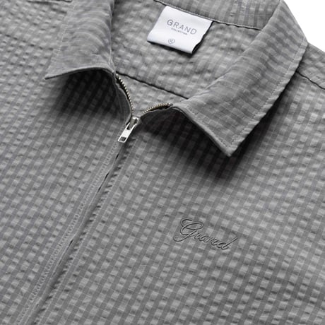 GRAND COLLECTION SEERSUCKER ZIP UP S/S SHIRT GREY