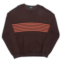 PASSPORT ORGANIC COTTON STRIPE KNIT SWEATER  CHACOAL / ORANGE