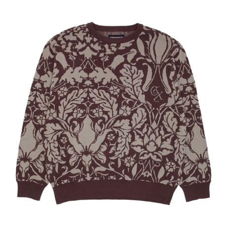 GX1000 JACQUARD KNIT FLORAL SWEATER BROWN