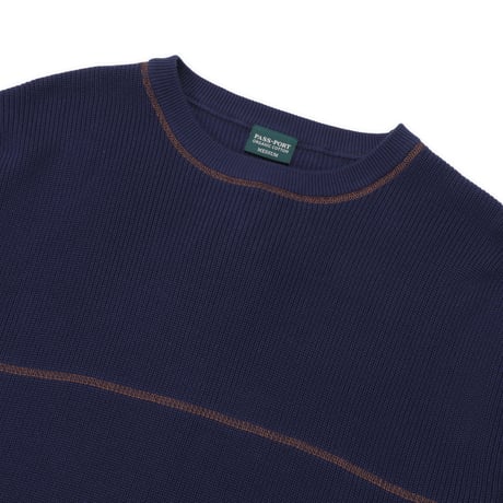 PASSPORT OVERLOCKED ORGANIC KNIT SWEATER NAVY