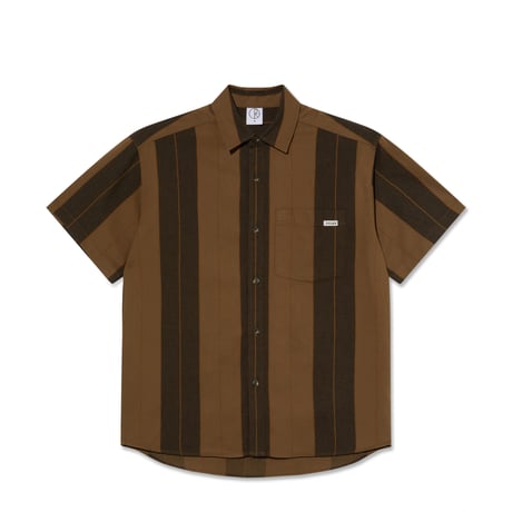 POLAR SKATE CO. MITCHELL SHIRT BROWN BLOCK STRIPE