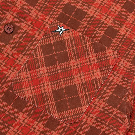 CARPET COMPANY PLAID DENIM BUTTON UP LIGHT BROWN