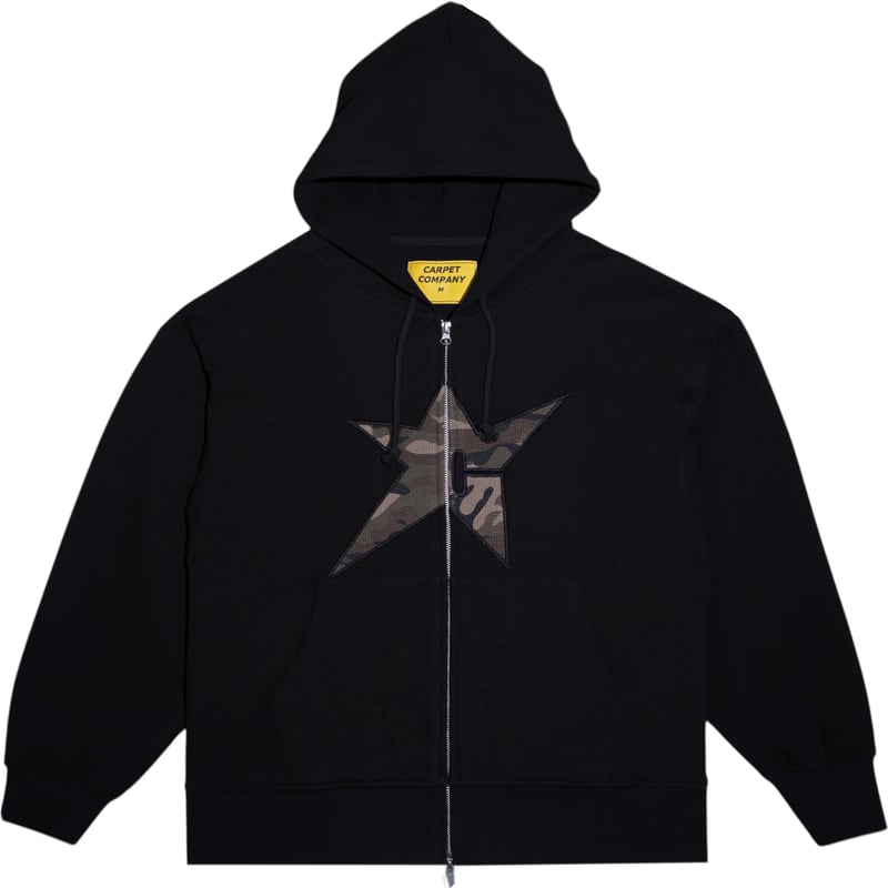 トップス CARPET COMPANY THERMAL ZIP HOODIE BLACK CARPET COMPANY THERMAL ZIP HOODIE BLACK Carpet C Star