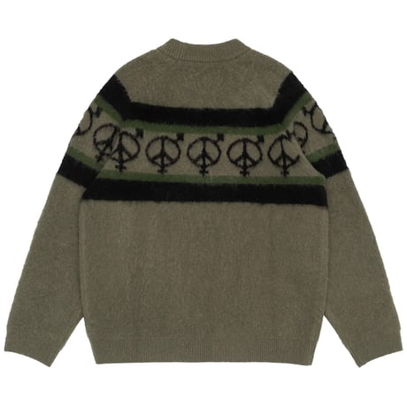 SEX HIPPIES OG STRIPED BRUSHED MOHAIR SWEATER OLIVE