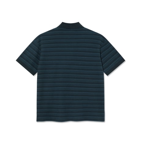 POLAR SKATE CO. STRIPE SURF POLO SHIRT NEPTUNE BLUE