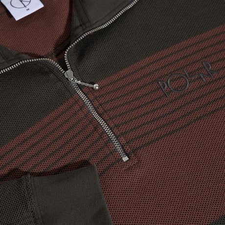 POLAR SKATE CO. HALF ZIP LS SHIRT PIQUE DIRTY BLACK/BROWNSTONE