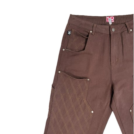 STAR TEAM CROSS STITCH DOUBLE KNEE JEANS BROWN