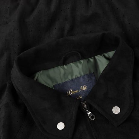DIME PERFORATED FAUX SUEDE JACKET BLACK