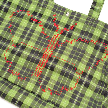 HODDLE BUTTERFLY CODE TOTE PLAID GREEN / BLUE
