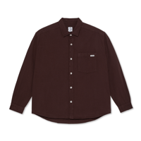 POLAR SKATE CO. MITCHELL HERRINGBONE L/S SHIRT WINE