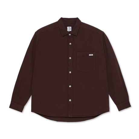 POLAR SKATE CO. MITCHELL HERRINGBONE L/S SHIRT WINE