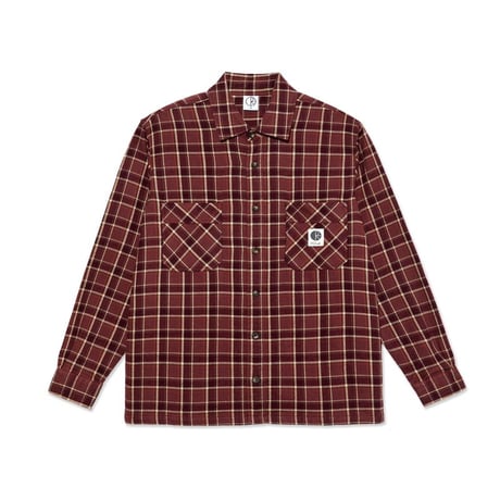 POLAR SKATE CO. MIKE FLANNEL LS SHIRT OXBLOOD CHECK