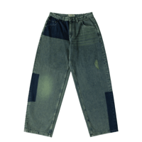 DIME BAGGY DENIM PANTS DISTRESSED GREEN