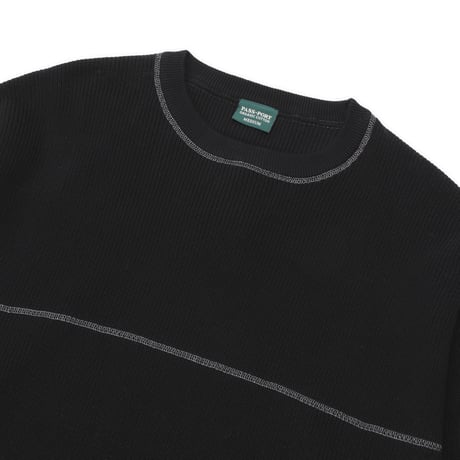 PASSPORT OVERLOCKED ORGANIC KNIT SWEATER BLACK