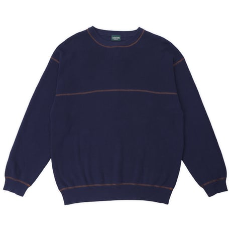 PASSPORT OVERLOCKED ORGANIC KNIT SWEATER NAVY