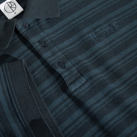 POLAR SKATE CO. STRIPE SURF POLO SHIRT NEPTUNE BLUE
