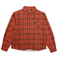 CARPET COMPANY PLAID DENIM BUTTON UP LIGHT BROWN