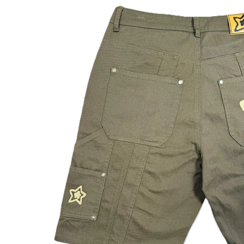 STARTEAM DOUBLE KNEE SEAM JEAN SHORTS OLIVE | P