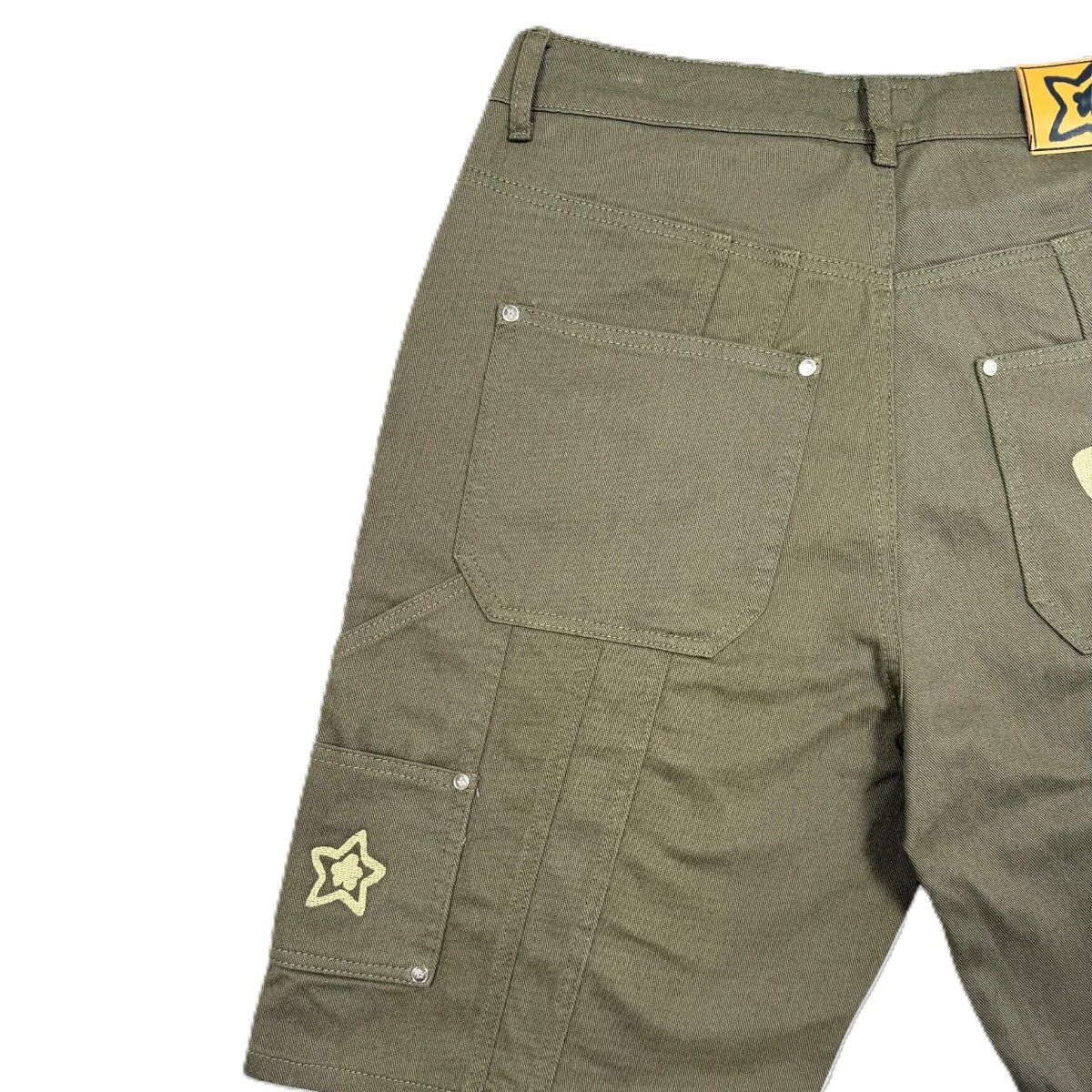 STARTEAM DOUBLE KNEE SEAM JEAN SHORTS OLIVE | P