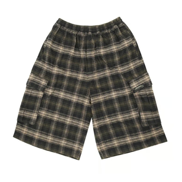 YARDSALE SHORELINE PLAID SHORTS BLACK/GREY