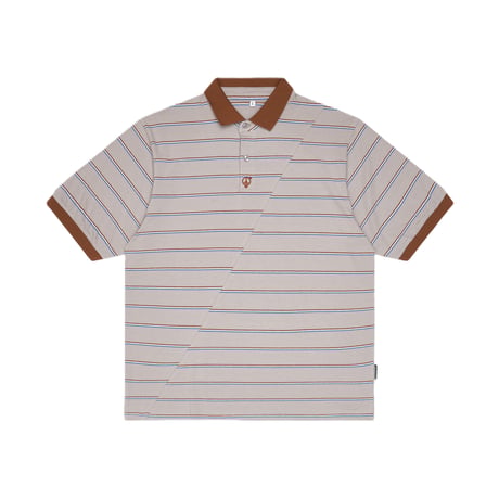 SEX HIPPIES SPLIT STRIPE POLO SHIRT GREY / BLUE