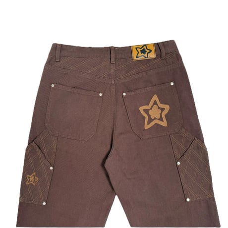 STAR TEAM CROSS STITCH DOUBLE KNEE JEANS BROWN