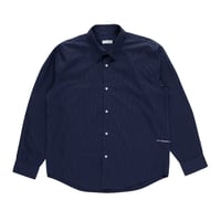 POP TRADING COMPANY STRIPED LOGO SHIRT NAVY