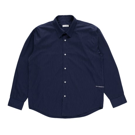 POP TRADING COMPANY STRIPED LOGO SHIRT NAVY