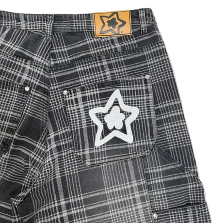 STARTEAM PLAID STAR JEANS SHORTS BLACK