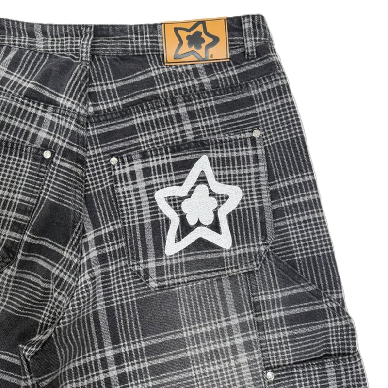 starteam Plaid Star Jeans Shorts Black