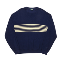 PASSPORT ORGANIC COTTON STRIPE KNIT SWEATER NAVY / CREAM