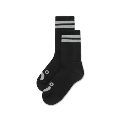 POLAR SKATE CO. RIB SOCKS HAPPY SAD BLACK / HEATHER GREY