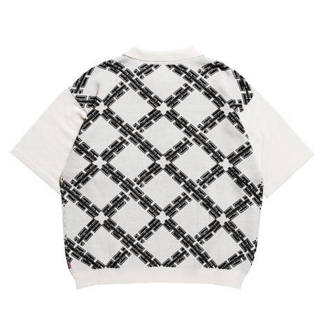 HELLRAZOR H CHAIN POLO KNIT WHITE