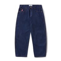 CASH ONLY LOGO BAGGY DENIM JEANS RAW INDIGO