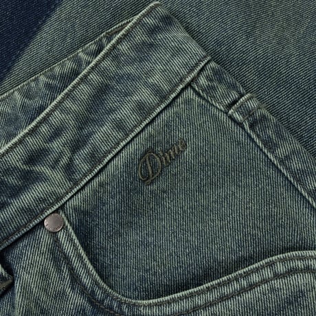 DIME BAGGY DENIM PANTS DISTRESSED GREEN